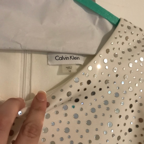 Calvin Klein White Sequin Short Dress Cocktail - Picture 3 of 5
